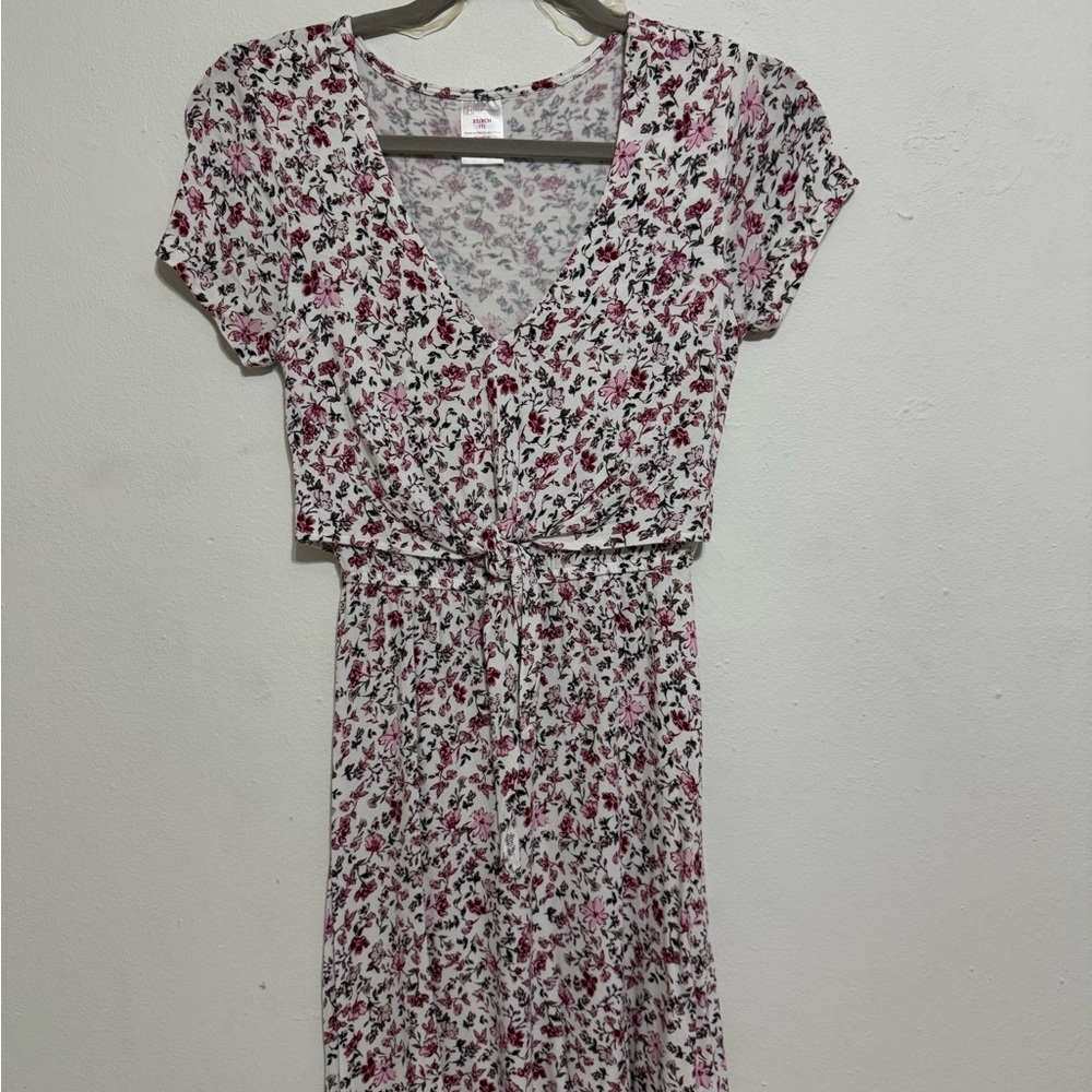 No Boundaries Pink and Black Wrap Midi Dress with Flutter Sleeves